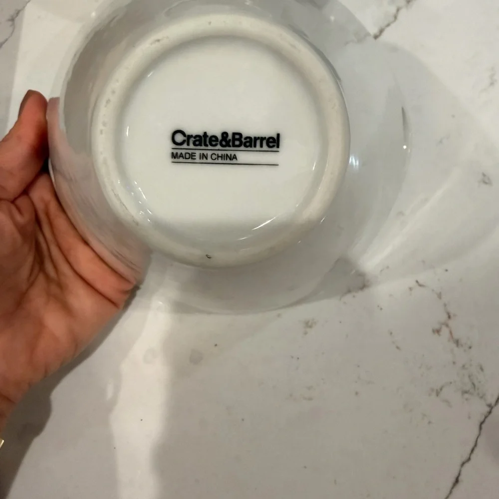 Crate&Barrel Set of 3 Kai Noodle White Ceramic Bowl with Handled Rim